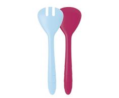 Zak Designs 2172-0420 Couverts à Salade Duo 26 cm - Bleu Ciel/Grenadine