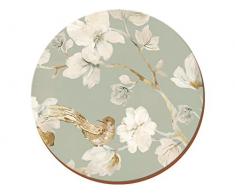 Creative Tops Lot de 4Â Sets de Table Rond de qualitÃ© supÃ©rieure, revÃªtement Bleu Canard Oiseau Motif Fleuri