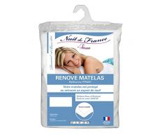 Nuit de France 331236 Protège Matelas Molleton en Forme de Housse Complète Coton Blanc 200 x 90 x 0,5 cm