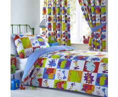Homespace Direct Young Dinosaure Enfants réversible avec Housse de Couette 2 taies doreiller Assorties, Coton Polyester, Multicolore, Double
