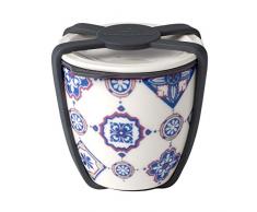 like. by Villeroy & Boch To Go Indigo Bol S, 4 piÃ¨ces, Porcelaine Premium/Silicone, Bleu/Mauve