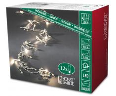 Konstsmide 3160-303 Guirlande dEclairage de Déco Perle sur Pile 12 LEDs Argent/Blanc Chaud Câble Transparent