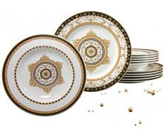 Creatable, 15086, Majestosa Noir, Service de Table 12 piÃ©ces, Porcelaine, Multicolore, 30,5 x 30 x 24 cm