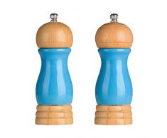 Premier Housewares 1103686 Moulin Ã Poivre et Sel en Bois dHÃ©vÃ©a Bleu LaquÃ©
