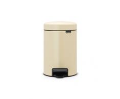 Brabantia 113000 Poubelle à Pédale Newicon avec Seau en Plastique, 3 L - Amande
