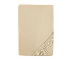 Castell 7113/547/041, drap housse en jersey stretch 100% coton, trÃ¨s doux et extensible, pour un lit de 140 x 200 cm Ã 160 x 200 cm, coloris beige mastic