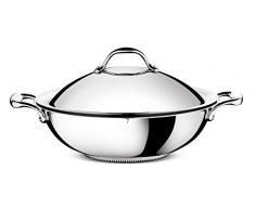 Lagostina 011115041836 Accademia Lagofusion Wok avec Couvercle Inox 36 cm