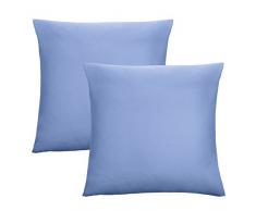biberna 0077144Â de taies doreiller en Jersey 100% Coton avec Fermeture Ãclair, Lot de 2, 80Â x 80Â cm Bleu, 27Â x 18Â x 3Â cm