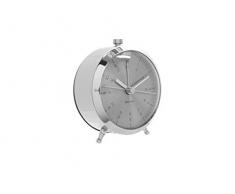 Karlsson KA5599SI Horloge Réveil Button, Argent, Brushed Steel, Acier Inoxydable, 5 x 9 x 9 cm