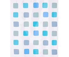 Kleine Wolke Rideau de Douche avec Enrouleur pour Cassette Vide Carreaux Bleu