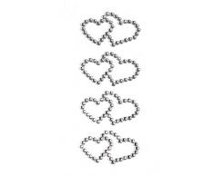 Eleganza Autocollant double cÅur ouvert ArgentÃ© 1