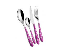 Casa Bugatti PSFU-014F50 POIS Fuchsia Ensemble de couverts, 24 pièces