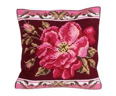 Collection dArt CD5178 40 x 40 cm Romantic Rose 1 Kit Point de Croix Coussin, Coton, Multicolore, 23,3 x 2,5 x 2 cm