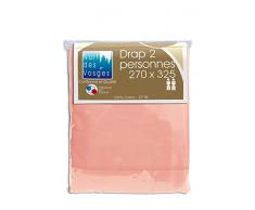 Nuit des Vosges 2103632 Cotoval Drap de Lit Uni Coton Rose 270 x 325 cm