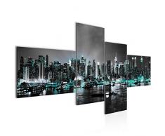 Tableau decoration murale New York 200 x 100 cm - XXL Impression sur Toile Salon Appartment 4 Parties - prêt à accrocher - 605441b