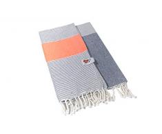 Sun and Surf Salmon + Grey Fouta 100% Cotton 2600-D1, 90x170cm