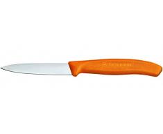 Victorinox Couteau de Cuisine pour Légumes (Lame de 8 cm, Poignée antidérapante, Pointe centrale, Acier inoxydable, Va au lave-vaisselle) Orange
