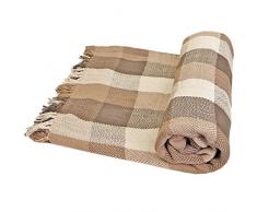 Just Contempo Couverture Douce en Coton Motif à Carreaux, 100% Coton, Natural (Cream Ivory Beige Brown, 178 x 254 cm