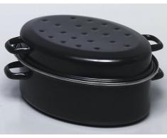 KRÃGER GBCS34 Oie torréfaction étain Marmite 34 cm dans Noir/Chrome, Ãmail