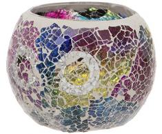Maturi Photophore en Verre craquelÃ© mosaÃ¯que, Verre, Multicore, 8 x 7.5cm