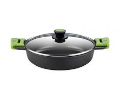 BRA Prior - Faitout Bas avec Couvercle en Verre et anses en Silicone, 32 cm