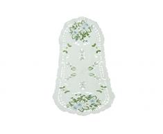 Bellanda 81419â40Â x 100Â Ovale Chemin de Table Env. 40Â x 100Â cm, Ovale, Polyester Satin, Fleurs aufwendige percÃ©e Travail Broderie de qualitÃ©, Bleu/Multicolore