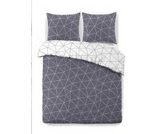 VISION Hugo Housse de couette Flanelle, Coton, Gris et Blanc, 240_x_220_cm