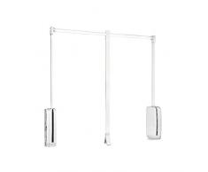 Emuca - Barre de penderie escamotable, Tringle relevable, penderie Rabattable pour Armoire, Largeur réglable 830-1150mm, Couleur Blanc