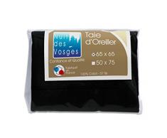 Nuit des Vosges 2106527 Cotoval Taie dOreiller Uni Coton Noir 65 x 65 cm