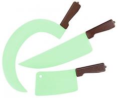 infactory Set de 3 Couteaux Faux Halloween Machete Mannaia Faux Phosphorescents, 0