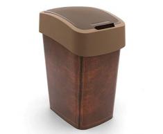 CURVER Poubelle 25L Leather Design Flip Bin Poubelle avec Couvercle Cuisine Budget