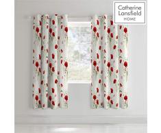 Catherine Lansfield Parure de lit Double Motif Coquelicots SauvagesÂ âÂ Multi, Tissu, Multicoloured, Eyelet Curtains, 66x72 inch
