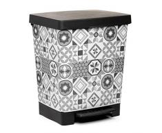 TATAY Cubik Hydraulic Poubelle de Cuisine avec Ouverture Ã pÃ©dale, capacitÃ© de 23 litres, fabriquÃ©e en Plastique polypropylÃ¨ne, Gris et Blanc, 35,5 x 30 x 39 cm
