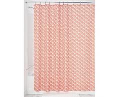 InterDesign Lyssa rideau douche, rideau baignoire 183,0 cm x 183,0 cm en polyester, rideau salle de bain déco avec motif coquillages, orange