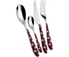 Bugatti PSRG-014F50 Pois Ménagère de 24 Pièces Acier Inox Rouge Grenat 22 x 8 x 30 cm
