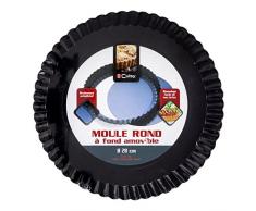 Cuisy KC2188 Moule A Tarte A Fond Amovible 28CM Métal, Noir