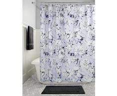 InterDesign Chalk Floral rideau de douche tissu impermÃ©able, 183,0 cm x 183,0 cm rideau de douche en polyester avec motif Ã fleurs, bleu clair