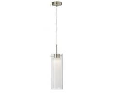 Briloner Leuchten 4258-012 Suspension, Suspendue, plafonnier LED, Spots, Salon,Lampe de Cuisine, Double-Verre, MÃ©tal, IntÃ©grÃ©, 5 W, ArgentÃ©