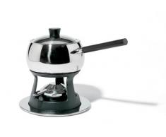 Alessi Sg55/200 B Mami Service Ã Bourguignonne ComposÃ© Par: Casserole avec Long Manche en Acier Inoxydable 18/10 avec Fond Thermodiffuseur et Manche en Bois Noir, Support en Fonte, RÃ©chaud et Plateau en Acier Inoxydable 18/10