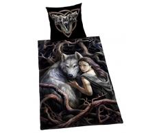 Herding ANNE STOKES Parure de Lit Réversible, Housse de Couette 135 x 200 cm, Taie dOreiller 80 x 80 cm, Coton/Renforcé