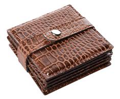 SIGNATURE HOME COLLECTION AP-183-A01 Lot de 6 Dessous de Verre Lavables Aspect Cuir de Croco Marron Clair 10 x 10 x 3 cm
