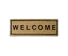 Relaxdays Paillasson fibres de coco Ã©troit WELCOME tapis de sol porte entrÃ©e essuie-pieds dessous antidÃ©rapant caoutchouc PVC intÃ©rieur extÃ©rieur saletÃ© chaussures natte, marron