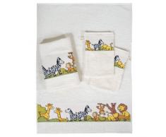 Dyckhoff 1451213200 Zoo Ensemble de Toilette pour Enfant avec 2 Serviettes de Bain 50 x 70 cm et 2 Gants 16/21 cm Code Couleur 200 Naturel