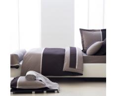 Essix - Taie doreiller Toi & Moi Percale de Coton Tabac/Taupe 64 x 64 cm