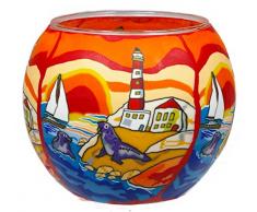 Him CC201 photophore Verre cÃ´te (Seaside), Multicolore, 11x11x9 cm