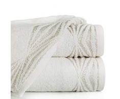 Eurofirany Lot de 3 Serviettes de Toilette en Coton avec Coutures métalliques Crème 70 x 140 cm