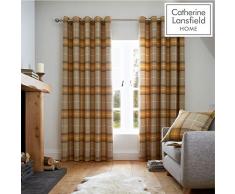 Catherine Lansfield Rideaux Ã Åillets Motif Carreaux Couleur Ocre 168 x 229 cm