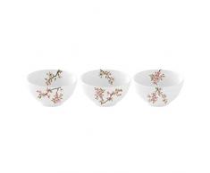 Easy Life 1084SAKU COFFRET 3 COUPELLES D9,5CM EN PORCELAINE SAKURA, Multicouleur