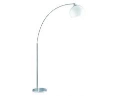 Reality, Lampadaire, Brasilia 1xE27, max.60,0 W Acryl, Blanc, Corps: metal, Chrome L:30,0cm, H:180,0cm, P:110,0cm IP20,Interrupteur pied