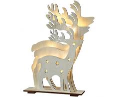 WeRChristmas 3 Couche Renne Table Décoration de Noël, Bois, Blanc Vieilli,